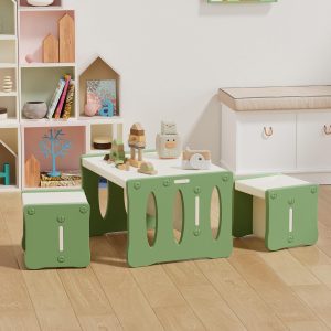 Ensemble Montessori BenaRita : table d&rsquo;activité et chaises pour tout-petits en plastique