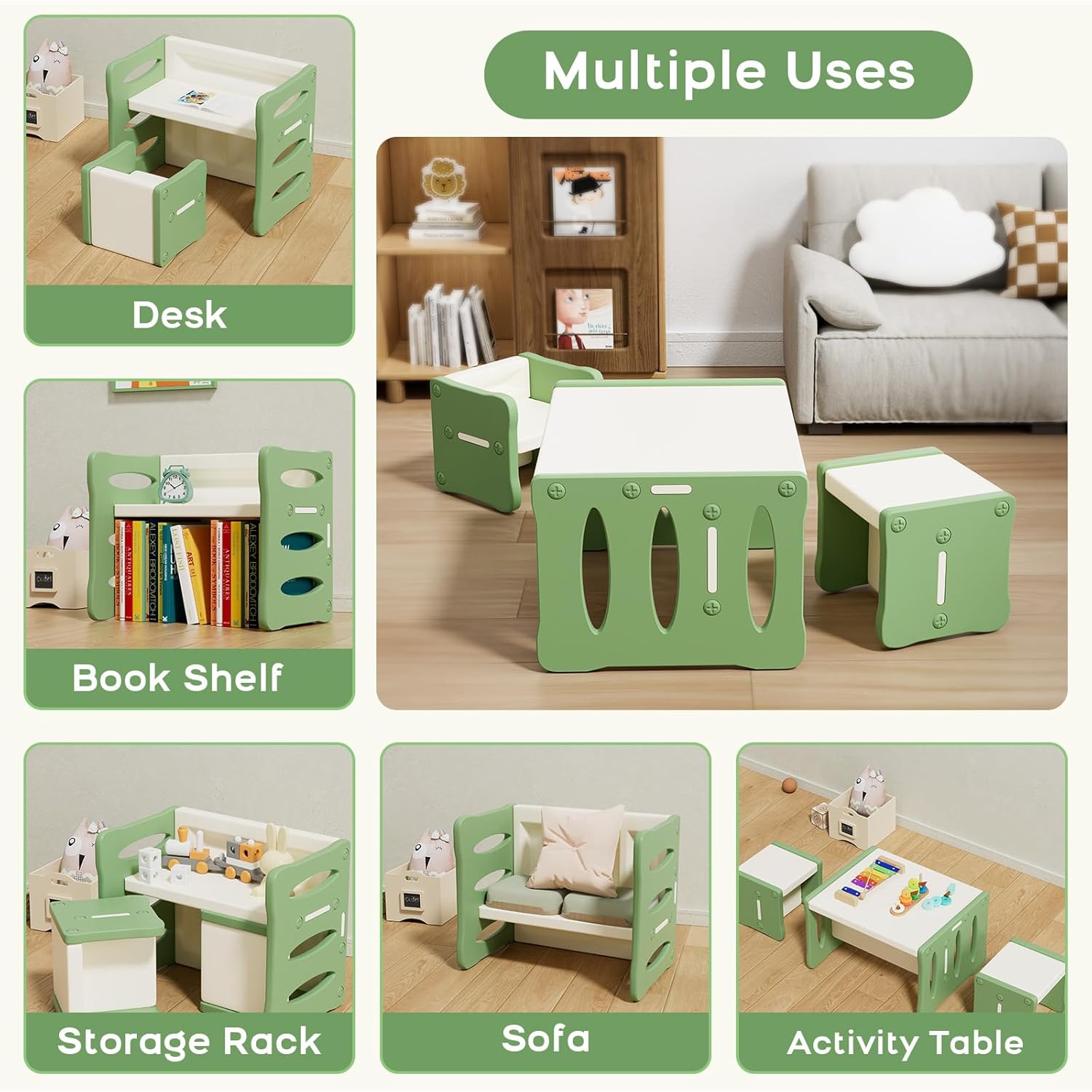 Ensemble Montessori BenaRita : table d’activité et chaises pour tout-petits en plastique – Image 3