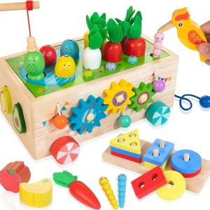 Ensemble de jouets éducatifs Montessori en bois JUSTWOOD 8-en-1 pour enfants