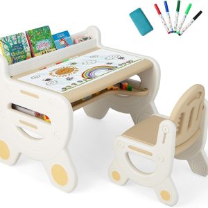 Ensemble table et chaise Montessori pour enfants GOPLUS avec plateau effaçable