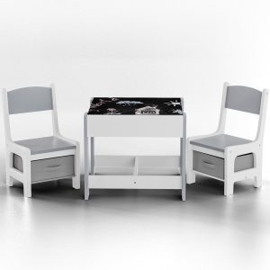 Ensemble table et chaises Montessori Maurice pour enfants en bois gris