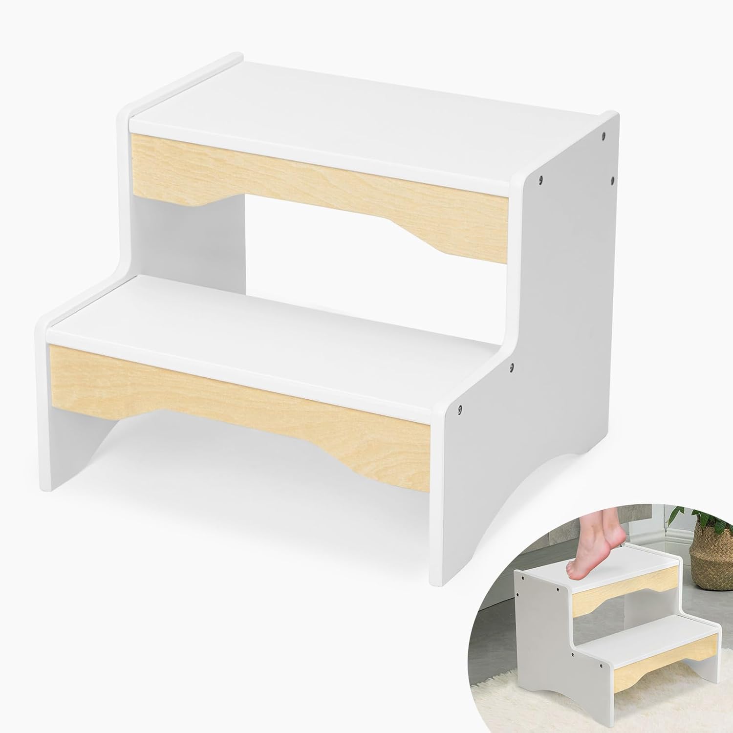 Escabeau Montessori pour enfants : Tabouret à 2 marches en bois Labebe