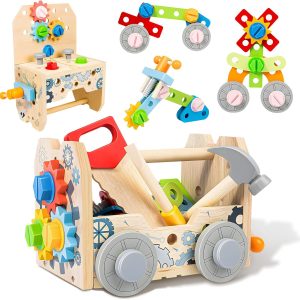 Etabli enfant en bois Jonrryin : outil Montessori pour l&rsquo;apprentissage du bricolage