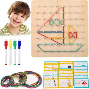 Géoboard Montessori en Bois : Stimulez l&rsquo;Imagination avec ce Puzzle Éducatif