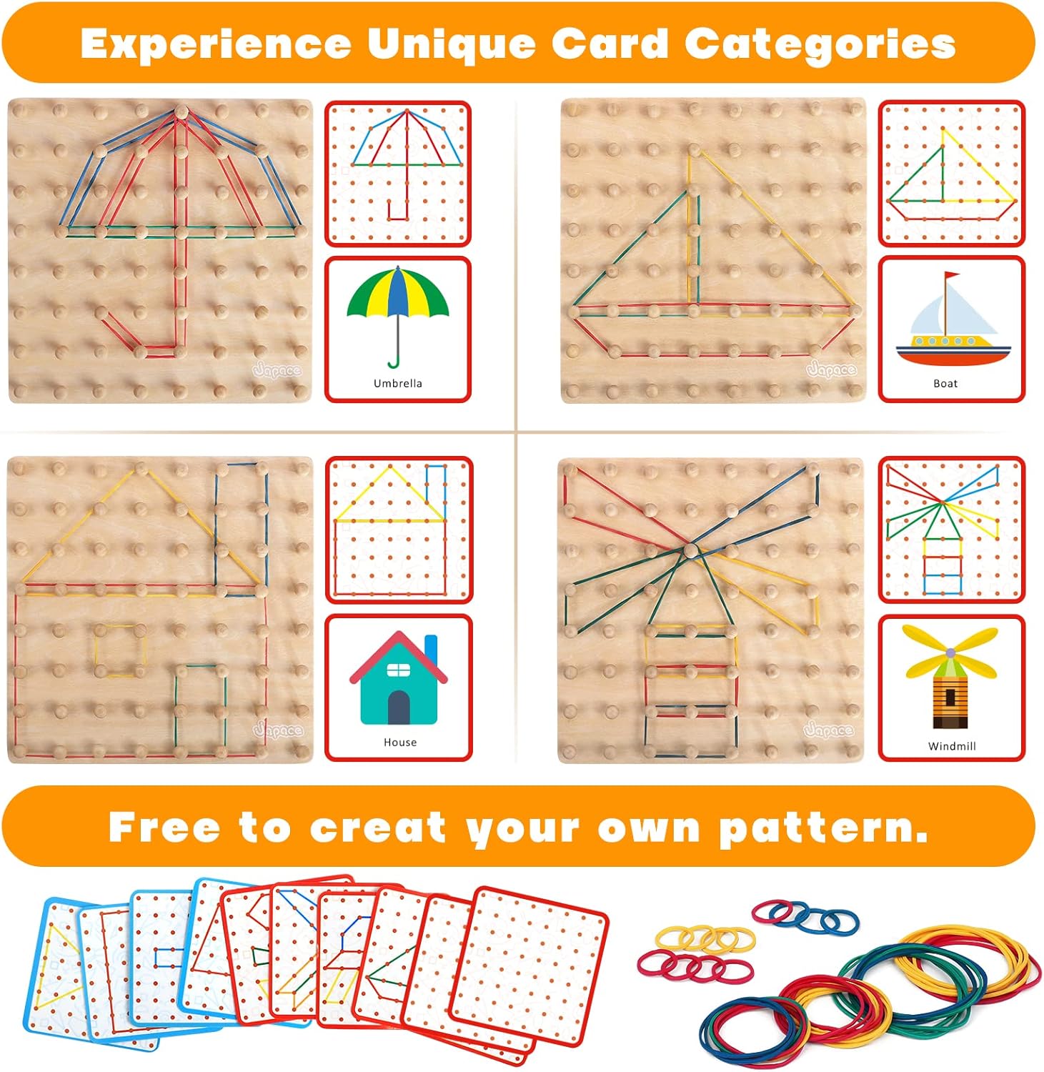 Geoboard Montessori en bois pour enfants : améliorez leur motricité en jouant – Image 3
