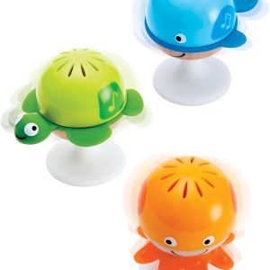 Hochets bébé Montessori en bois : baleine, pieuvre et tortue musicale