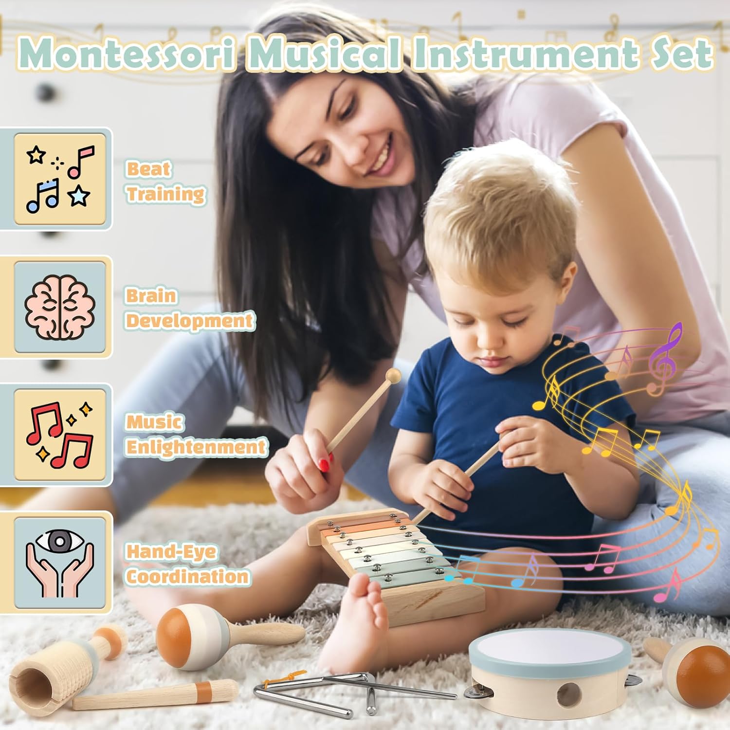 Instrument de musique en bois pour enfants 3 à 5 ans – Image 2