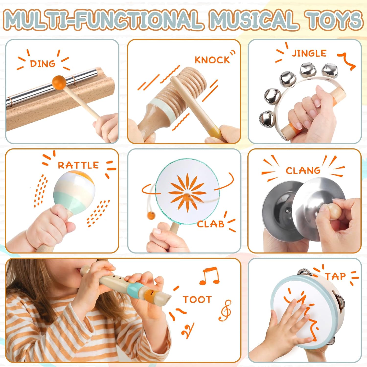 Instruments de musique en bois pour bébés et tout-petits Montessori – Image 2
