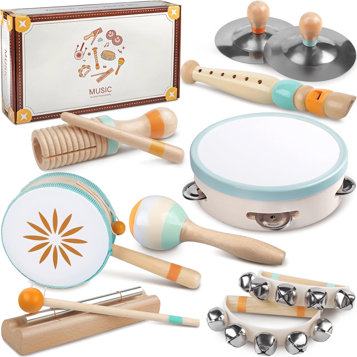 Instruments de musique en bois pour bébés et tout-petits Montessori