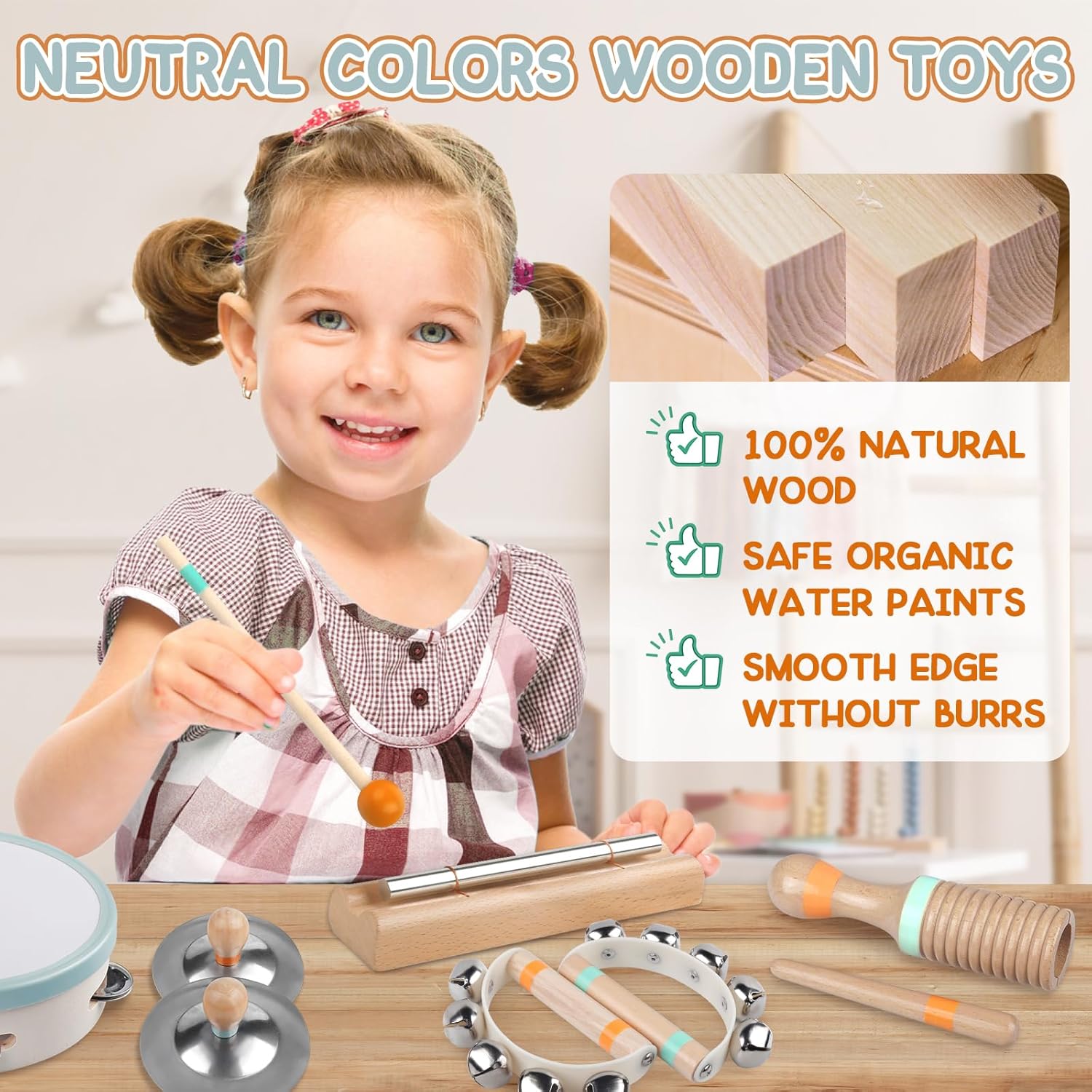 Instruments de musique en bois pour bébés et tout-petits Montessori – Image 3