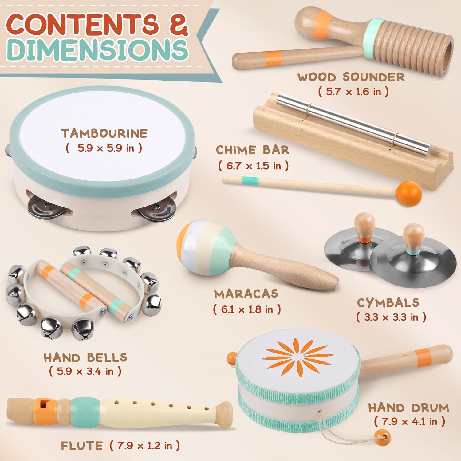 Instruments de musique en bois pour bébés et tout-petits Montessori – Image 7