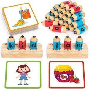 Jeu Montessori d&rsquo;apprentissage de l&rsquo;alphabet et orthographe pour enfants