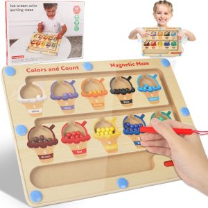 Jeu de labyrinthe magnétique Montessori pour enfants : apprentissage des couleurs et comptage
