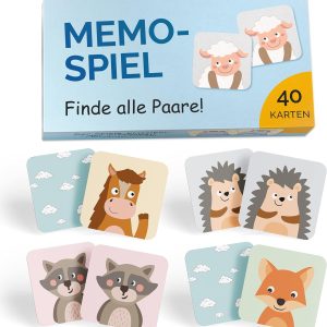 Jeu de mémoire Montessori GLÜCKSWOLKE pour enfants – 40 cartes d&rsquo;animaux