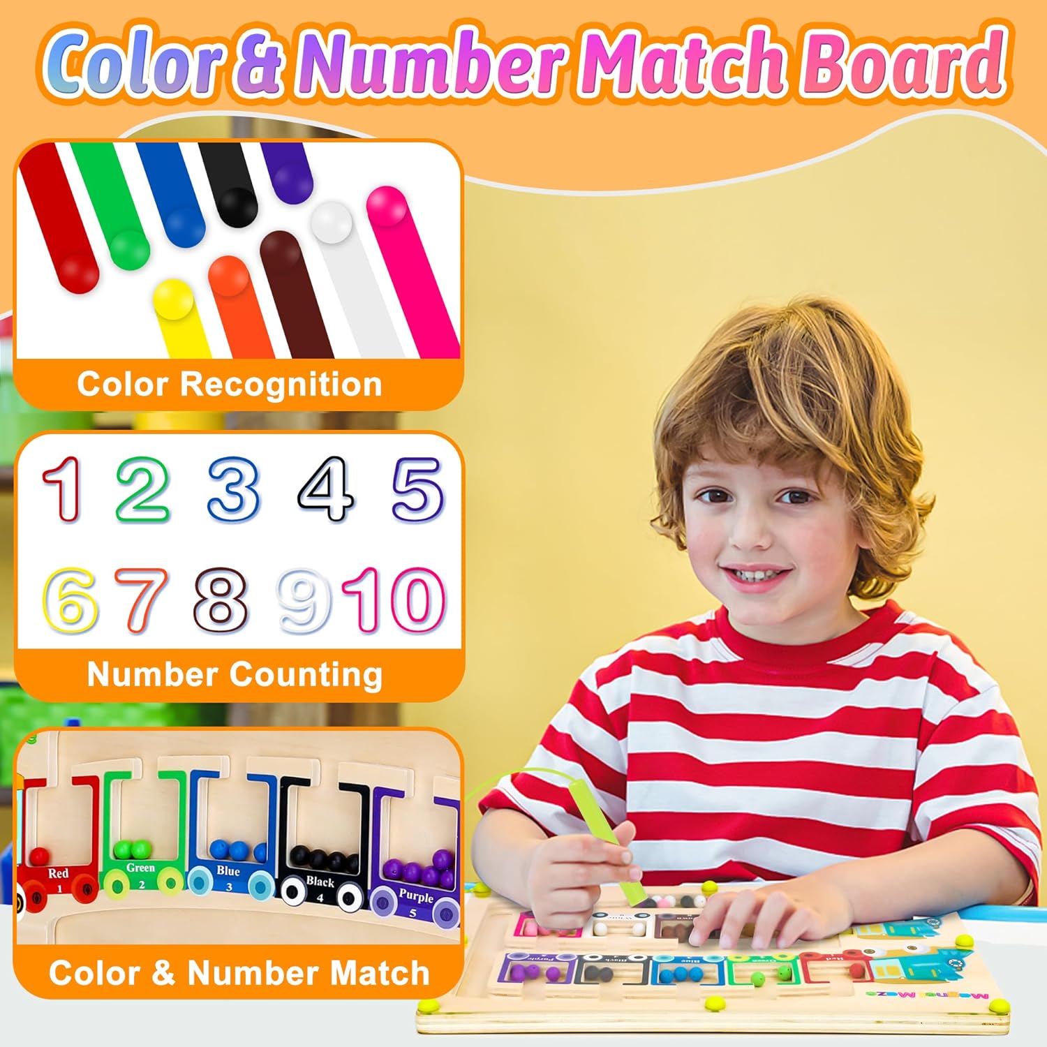 Jeu de motricité Montessori Vindany : apprentissage des couleurs pour enfants de 3 à 6 ans – Image 3