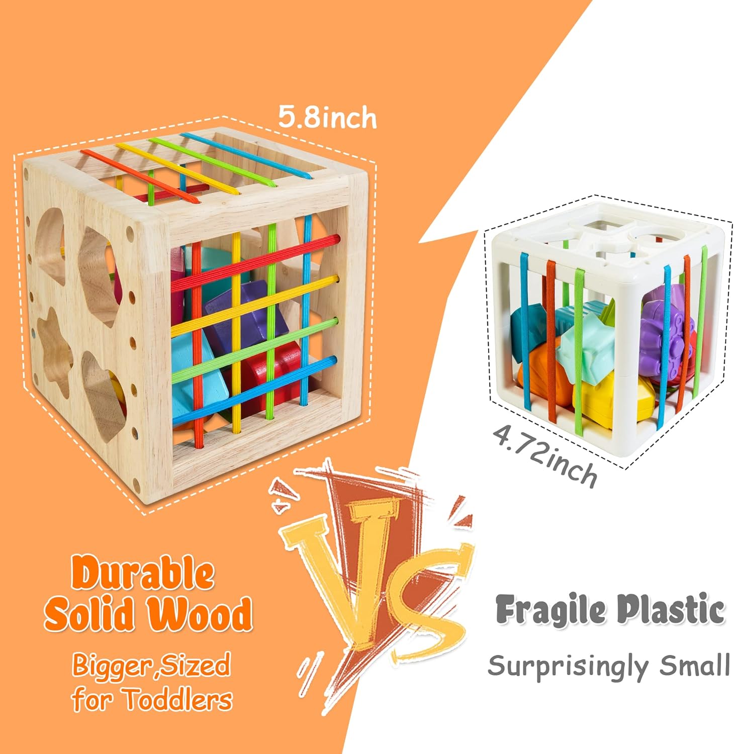 Jeu de tri Montessori Hellowood pour enfants dès 1 an : optimisez leur motricité avec notre cube à emboîter – Image 2