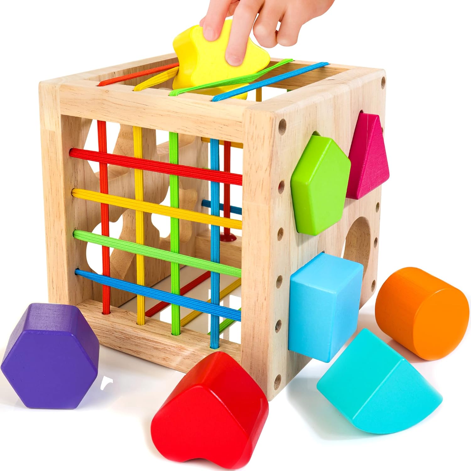 Jeu de tri Montessori Hellowood pour enfants dès 1 an : optimisez leur motricité avec notre cube à emboîter