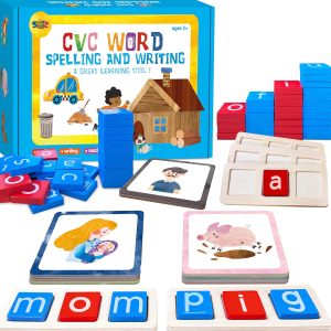 Jeu éducatif Montessori en bois pour apprendre les mots CVC.