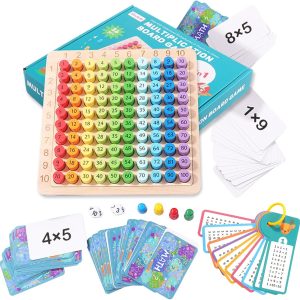 Jeu éducatif Montessori pour apprendre les multiplications.