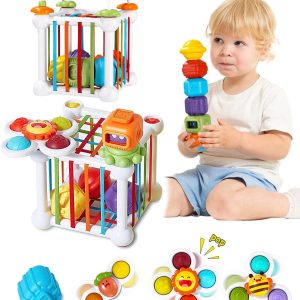 Jouet Montessori 1 an : Trieur de Formes et Jeux d&rsquo;Éveil Sensoriels pour Bébé