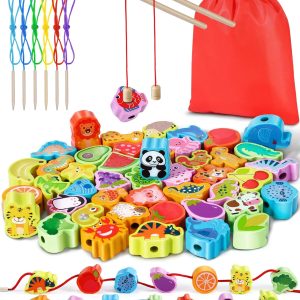 Jouet Montessori 2 en 1 : puzzle et pêche magnétique en bois pour enfants