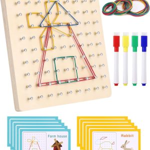 Jouet Montessori Géoboard en Bois : Puzzle Éducatif Idéal pour Enfants