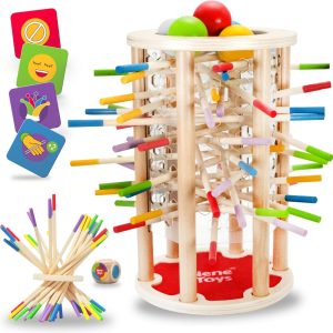 Jouet Montessori Nene Toys BALLFALL pour enfants de 3 à 9 ans : jeu de société éducatif en bois
