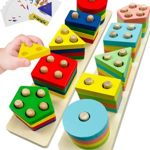 Jouet Montessori Ucokee : empilage, tri et couleurs pour bébés 1-4 ans