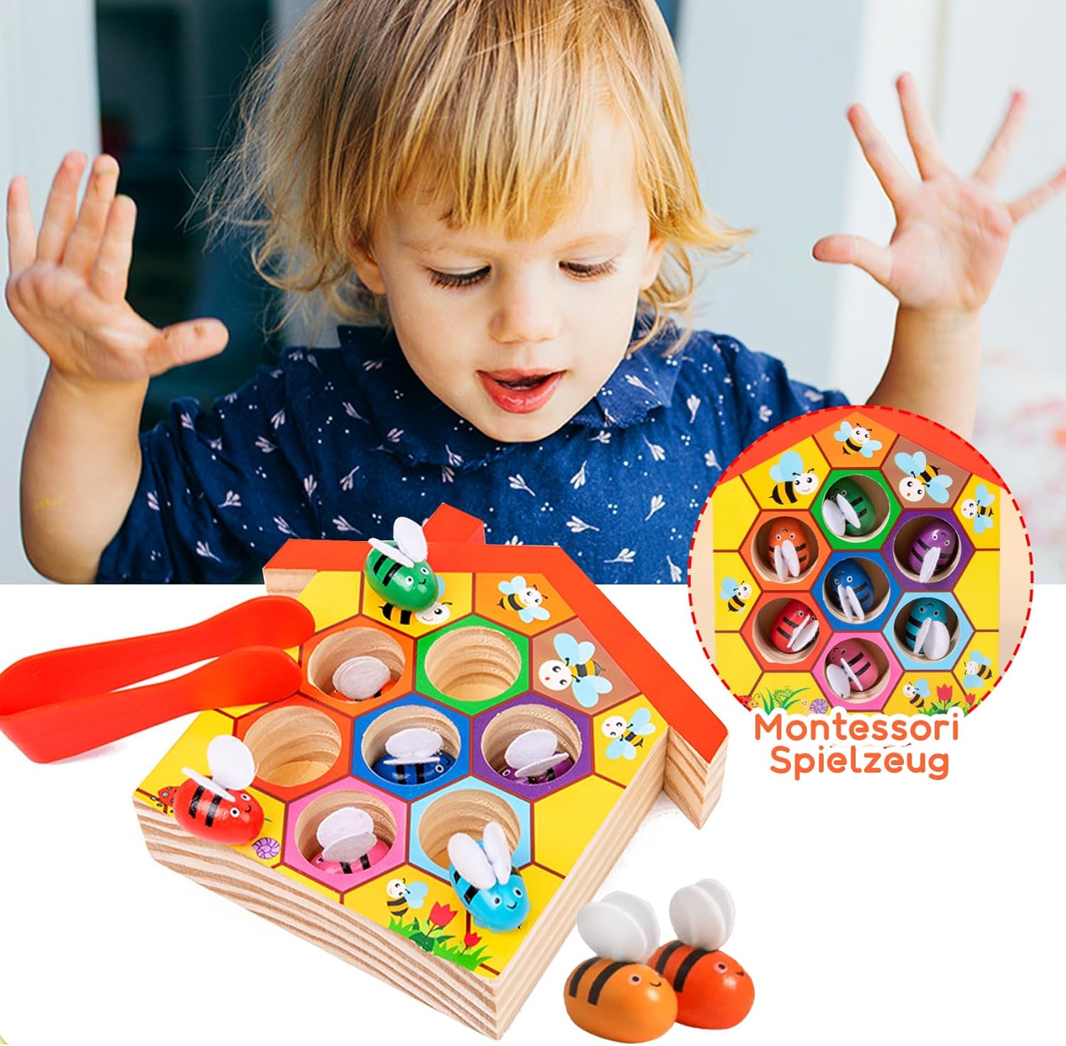 Jouet Montessori en Bois : Apprendre les Couleurs et la Motricité Fine dès 3 ans – Image 2