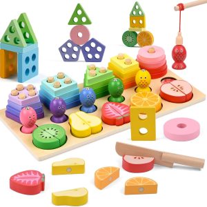 Jouet Montessori en bois à empiler et trier pour enfants de 2 à 4 ans