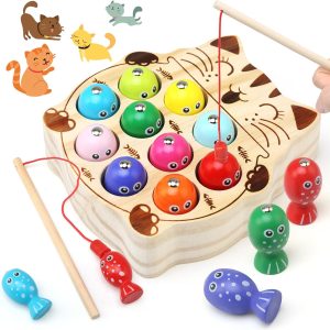 Jouet Montessori en bois : jeu de pêche magnétique pour enfants de 2 à 5 ans