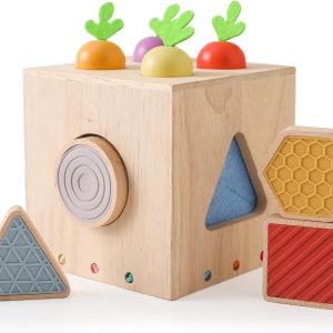 Jouet Montessori en bois pour motricité : cube à emboîter pour enfants de 1 à 3 ans