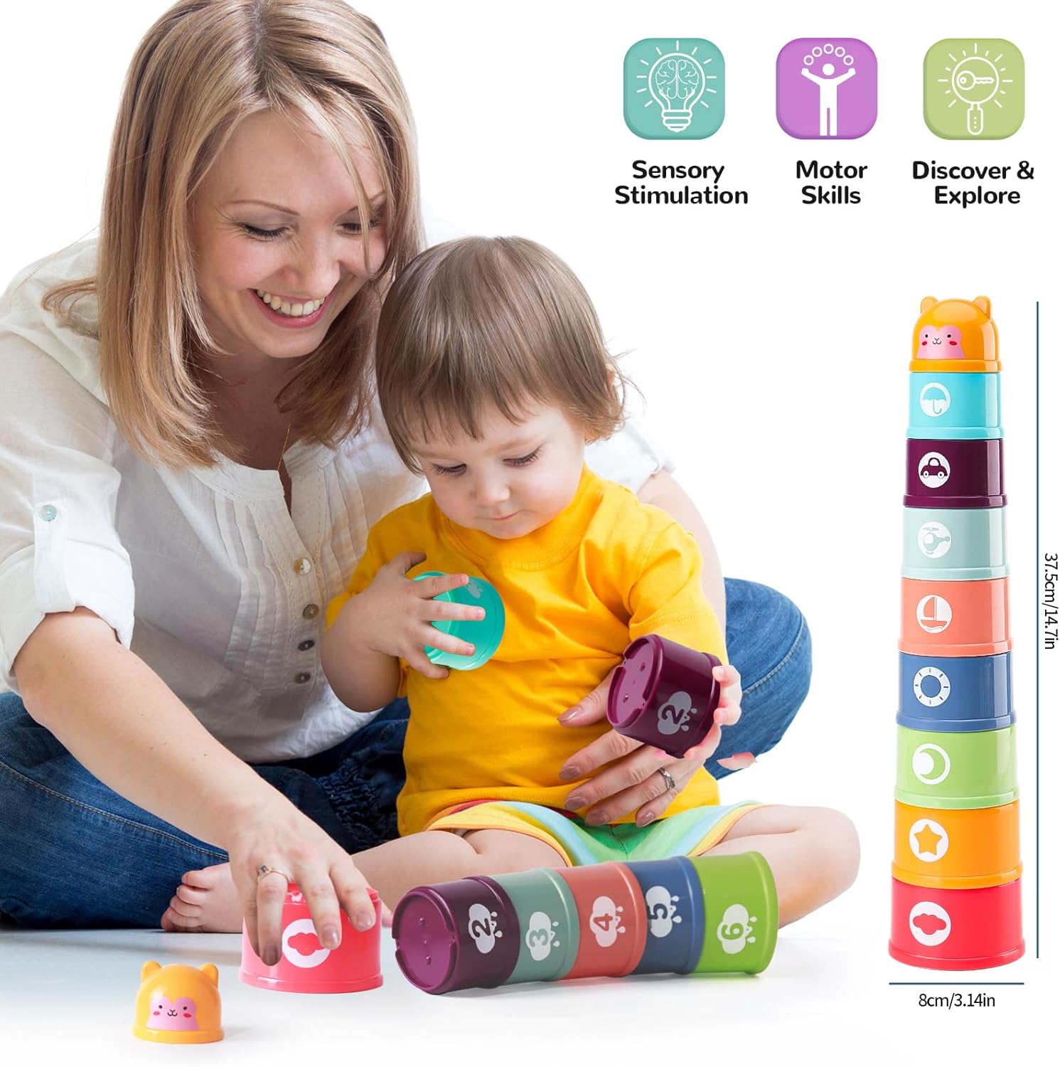 Jouet bébé Montessori 5 en 1 : éveil et jeux sensoriels pour 1 à 3 ans – Image 2