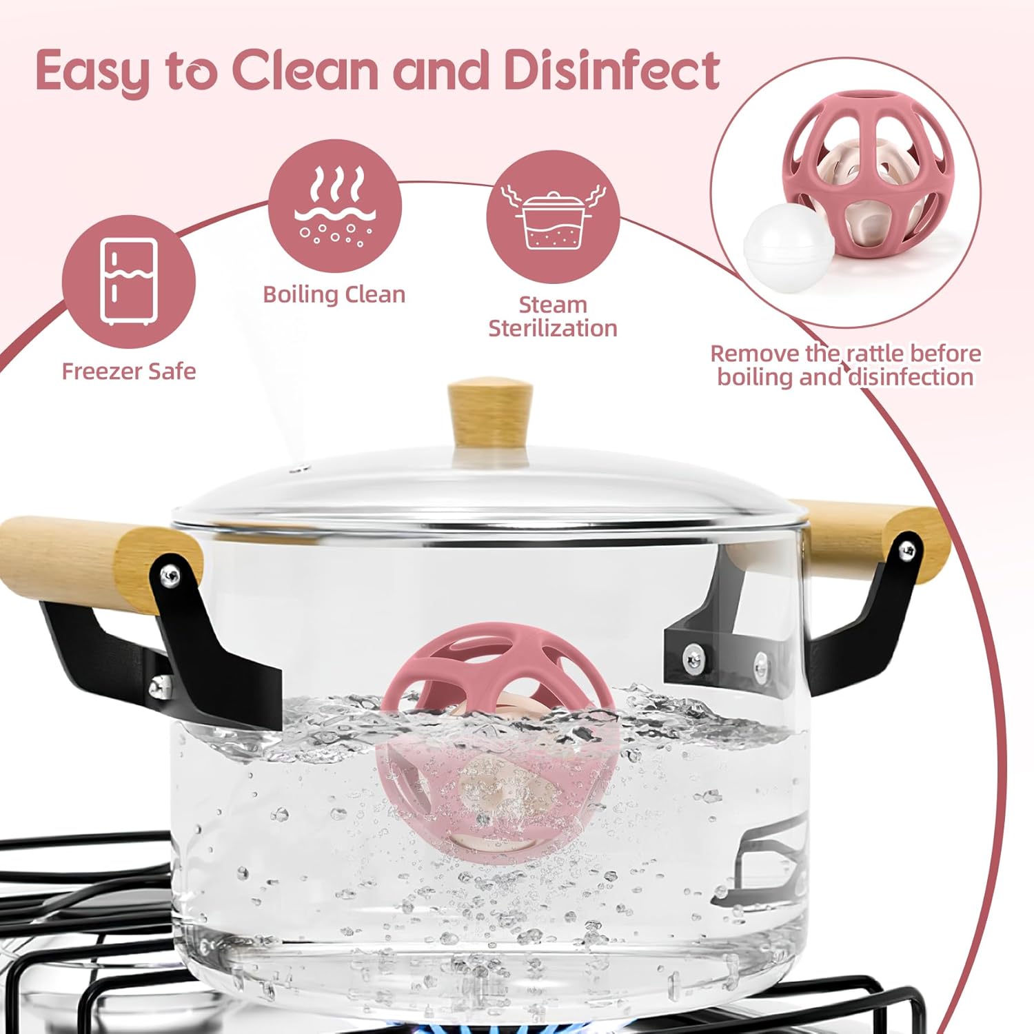 Jouet de dentition bébé balle sensorielle montessori sans BPA – Image 3