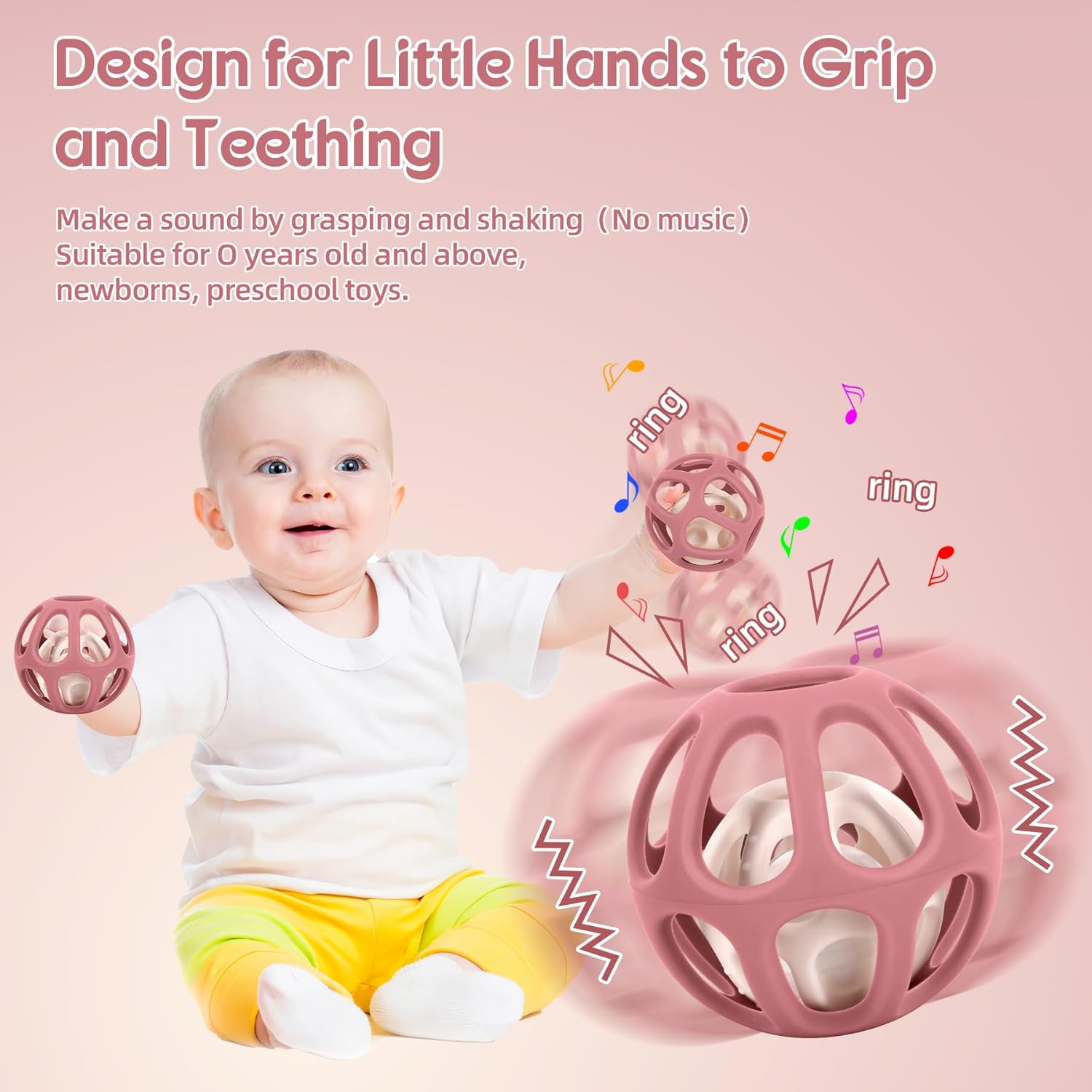 Jouet de dentition bébé balle sensorielle montessori sans BPA – Image 5