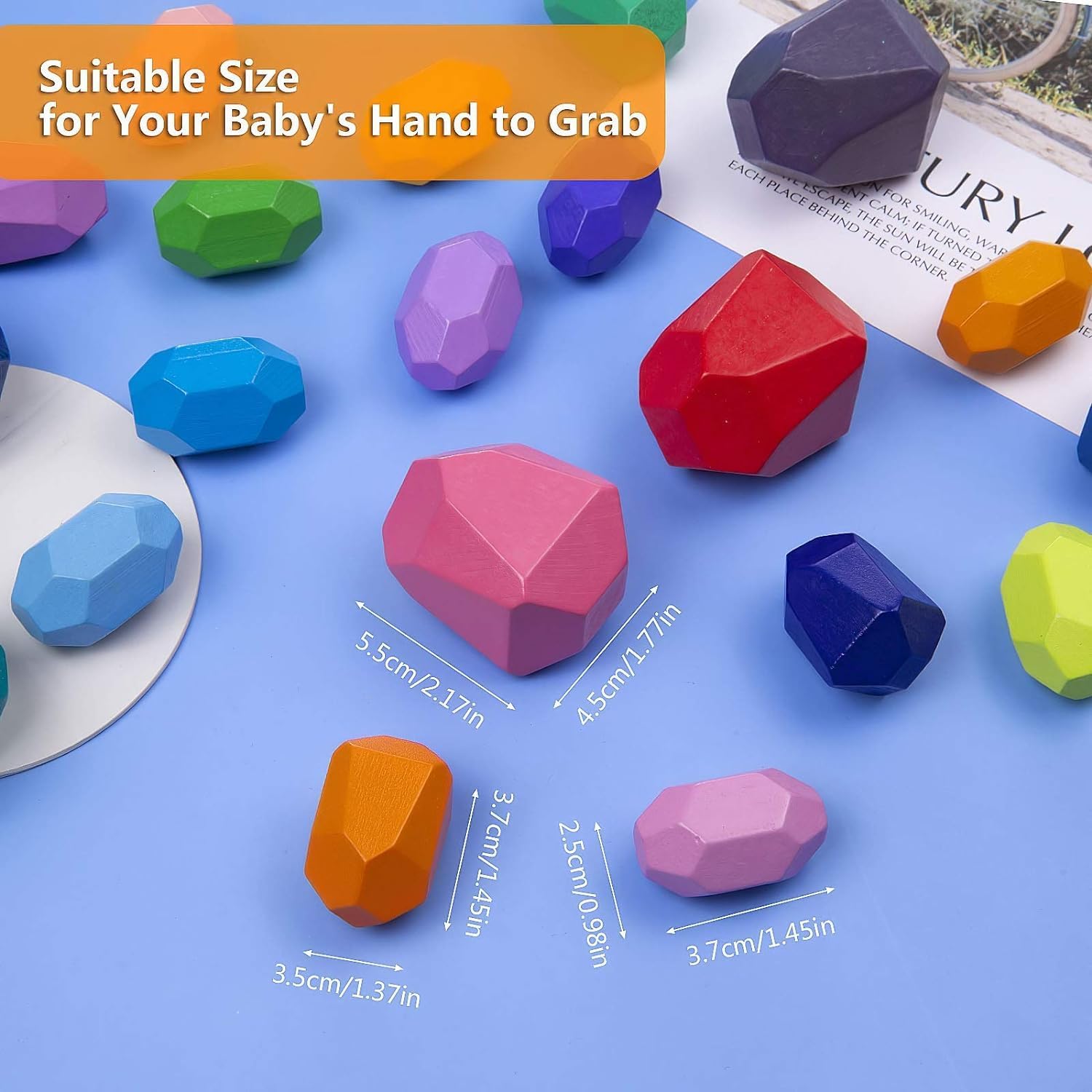 Jouet d’empilage Montessori en bois naturel : 20 pièces colorées pour enfants – Image 2