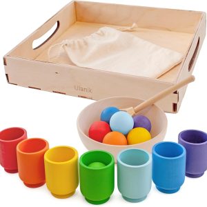 Jouet éducatif Montessori : arc-en-ciel avec balles et tasses pour bébé 1 an et plus