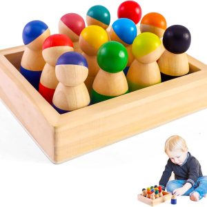 Jouet éducatif Montessori : l&rsquo;arc-en-ciel en bois pour enfants dès 3 ans