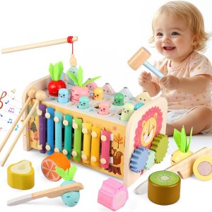 Jouet éducatif montessori en bois 9 en 1 pour bébé 1 an et plus