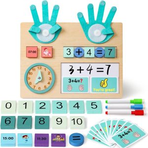 Jouet montessori en bois pour apprendre à compter et lire l&rsquo;heure