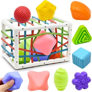 Jouet sensoriel Montessori pour bébé de 1 à 2 ans : Cube d&rsquo;activité et formes texturées