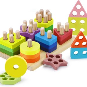 Jouets Montessori Kizmyee : 25 pièces en bois pour l&rsquo;apprentissage des 1-3 ans
