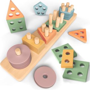 Jouets Montessori en bois à empiler et trier pour enfants de 1 à 3 ans