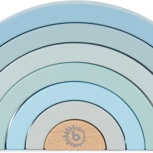 Jouets de Motricité Bébé Montessori : Arc-en-Ciel en Bois Bleu Pastel dès 1 an