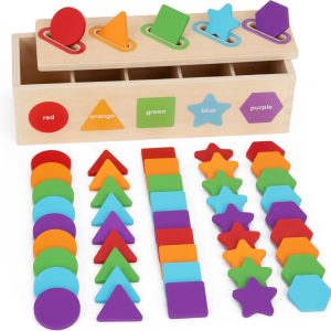 Jouets sensoriels Montessori pour enfants de 1 à 3 ans : jeu éducatif de tri en bois