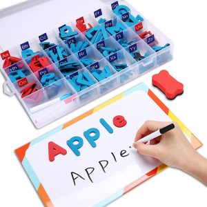 Kit Montessori : 238 lettres et chiffres magnétiques avec 2 tableaux pour apprendre en s&rsquo;amusant