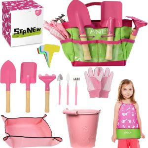 Kit de jardinage Montessori pour enfants : seau, tablier, gants, pelle et râteau
