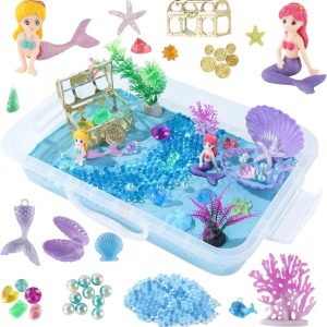 Kit de sable sensoriel bleu pour enfants avec accessoires éducatifs