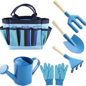 Kit d’outils de jardinage Montessori pour enfants YunNasi – Set de 6, bleu