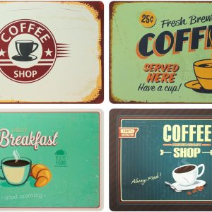 Lot de 4 sets de table Montessori style Coffee Shop pour petit-déjeuner